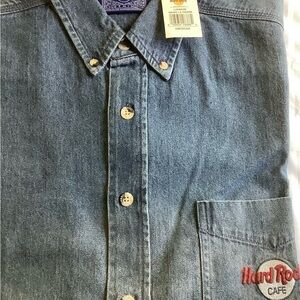 Hard Rock Cafe Blue Denim Button-Up-Brand New! Size-M